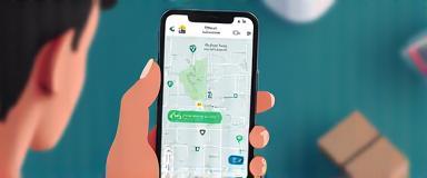Parcel tracking application interface in use